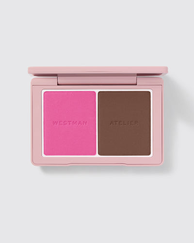 Powder Duos palette open showing the Poppet / Ganache shades. 