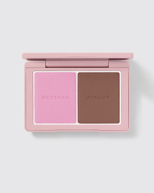Powder Duos palette open showing the Tulle / Truffle shades.