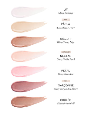 Color swatches of different Lit Up shades with names on a white background